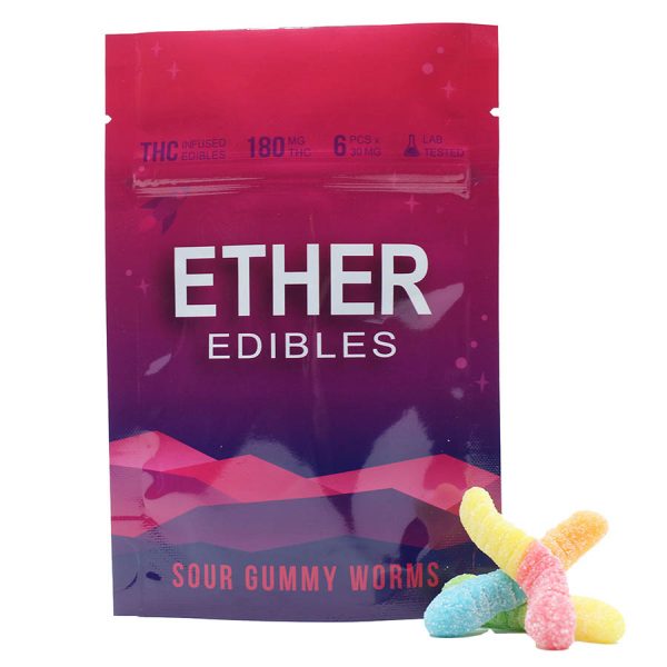 Ether Edibles - Sour Gummy Worms (180mg THC)