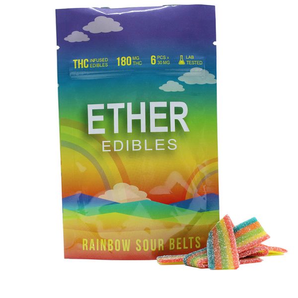 Ether Edibles - Rainbow Sour Belts (180mg THC)
