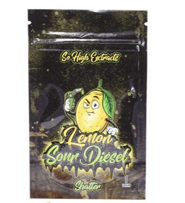 So High Extracts Premium Shatter –  Lemon Sour Diesel – Hybrid